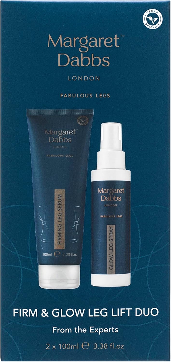 Margaret Dabbs Firm And Glow Fabulous Legs Duo With Firming Leg Serum 200Ml And Refining Glow Leg Spray 100Ml For Tired And Swollen Legs