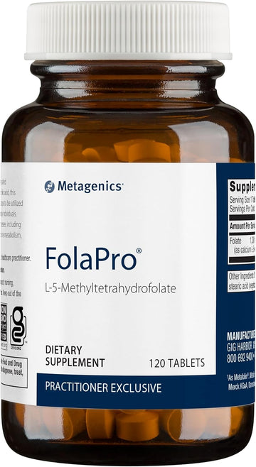 Metagenics Folapro - 1,330 Mcg Dfe Methylated Folate Supplement - L-5-Methyltetrahydrofolate - Hormone Support* - Non-Gmo & Gluten-Free - 120 Tablets