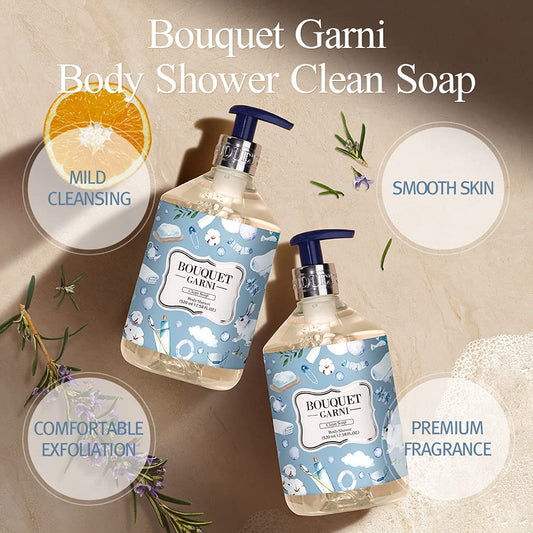 Bouquet Garni Body Shower Clean Soap Fragrance - Gentle Cleaning, Skin Care, Long-Lasting Fragrance (Containing Olive Tree Leaf And Honey Extract) - 17.6 Oz