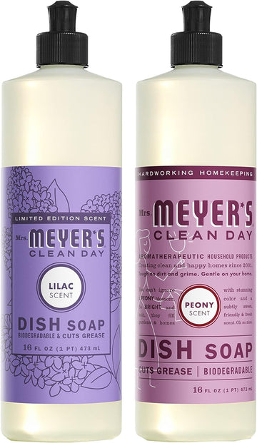 Mrs. Meyer's Liquid Dish Soap Variety Pack, 1 Lilac Dish Soap, 1 Peony Dish Soap, 2 CT