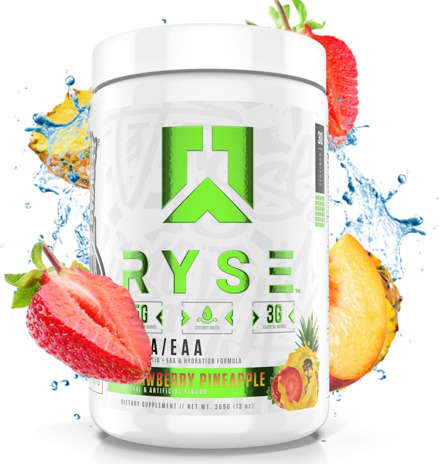 RYSE Up Supplements Core Series BCAA+EAA | Recover, Hydrate, and Build | with 5g Branched Chain Aminos and 3g Essential Aminos | 30 Servings (Strawberry Pineapple)