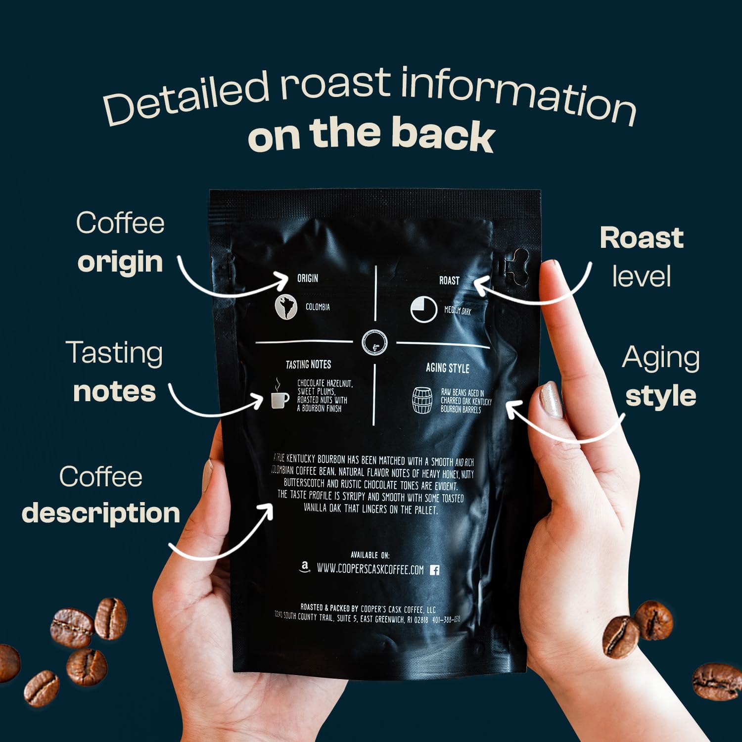Bourbon & Whiskey Barrel Aged Coffee - 4-Bag Roasted Coffee Beans Set - Single Origin Bourbon Colombian, Malt Whiskey Sumatra, Rye Whiskey Ethiopian, Rum Barrel Rwanda, (Ground, 4 Ounce (Pack Of 4))