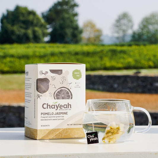 Chayeah, Pomelo Jasmine, Scented Jasmine Green Tea With Pomelo Peel, Whole Leaf Tea Bag, Caffeinated (16 Pyramid Tea Sachets)