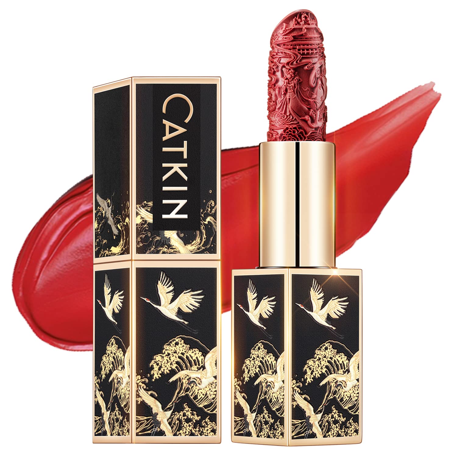Catkin Moist Lipstick Hydrating High Impact Color Infused With Vitamin E And Avocado Oil Smooth Soft Texture Long Lasting Red Glow Finish 2Pcs 07