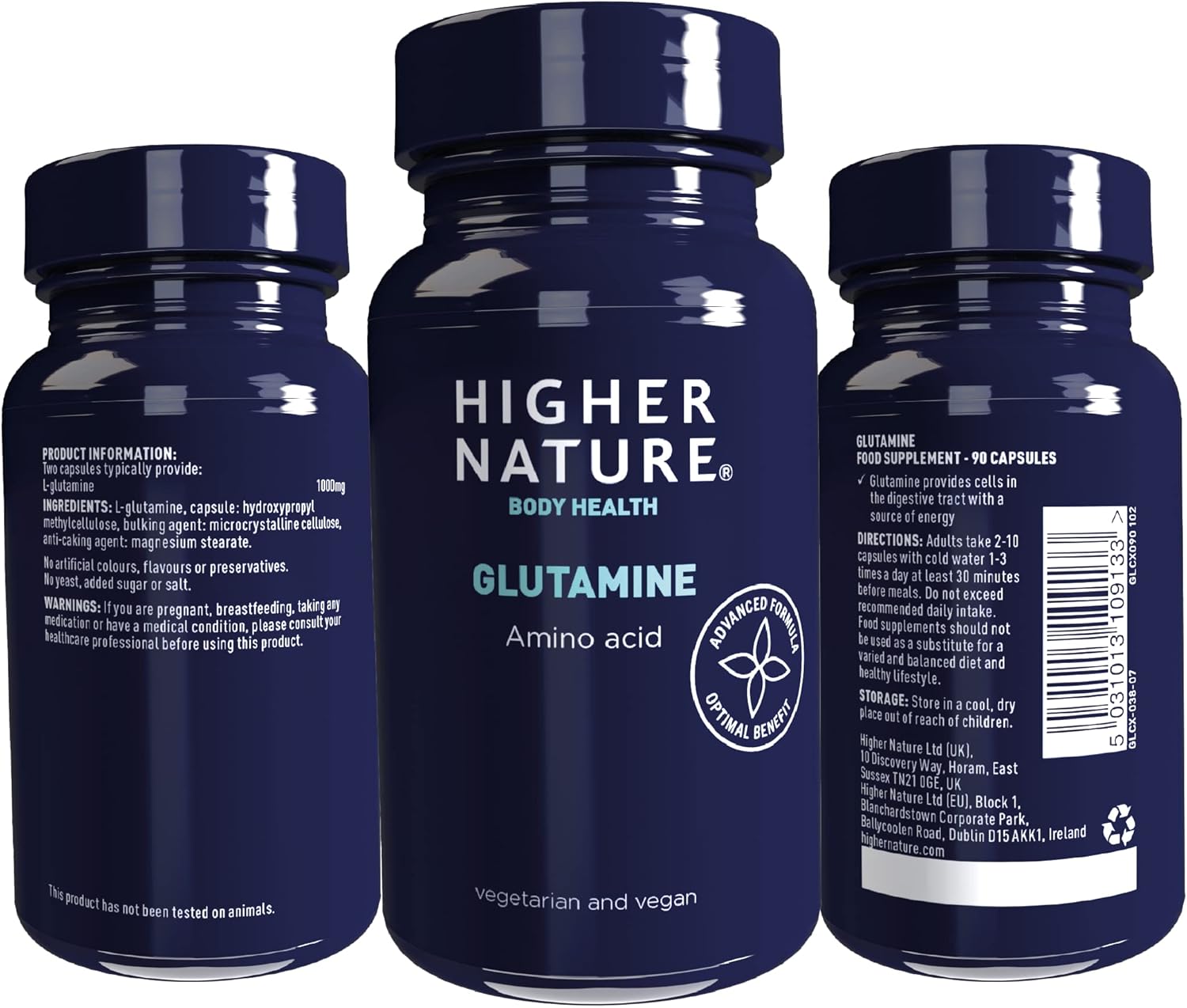 Higher Nature - Glutamine - Versatile Amino Acid - Ideal for Working Out - Supports Immune System - L Glutamine - Vegan & Vegetarian - 90 Capsules : Amazon.co.uk: Health & Personal Care