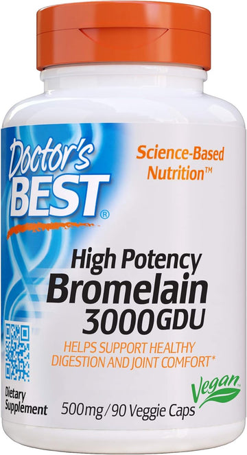 Doctor's Best 3000 GDU Bromelain Proteolytic Digestive Enzymes Supplements, Supports Healthy Digestion, Joint Health, Nutrient Absorption, 500 mg,Capsule, 90 Count(Pack of 1)