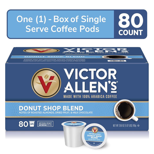 Victor Allen'S Coffee Donut Shop Blend, Medium Roast, 80 Count, Single Serve Coffee Pods For Keurig K-Cup Brewers