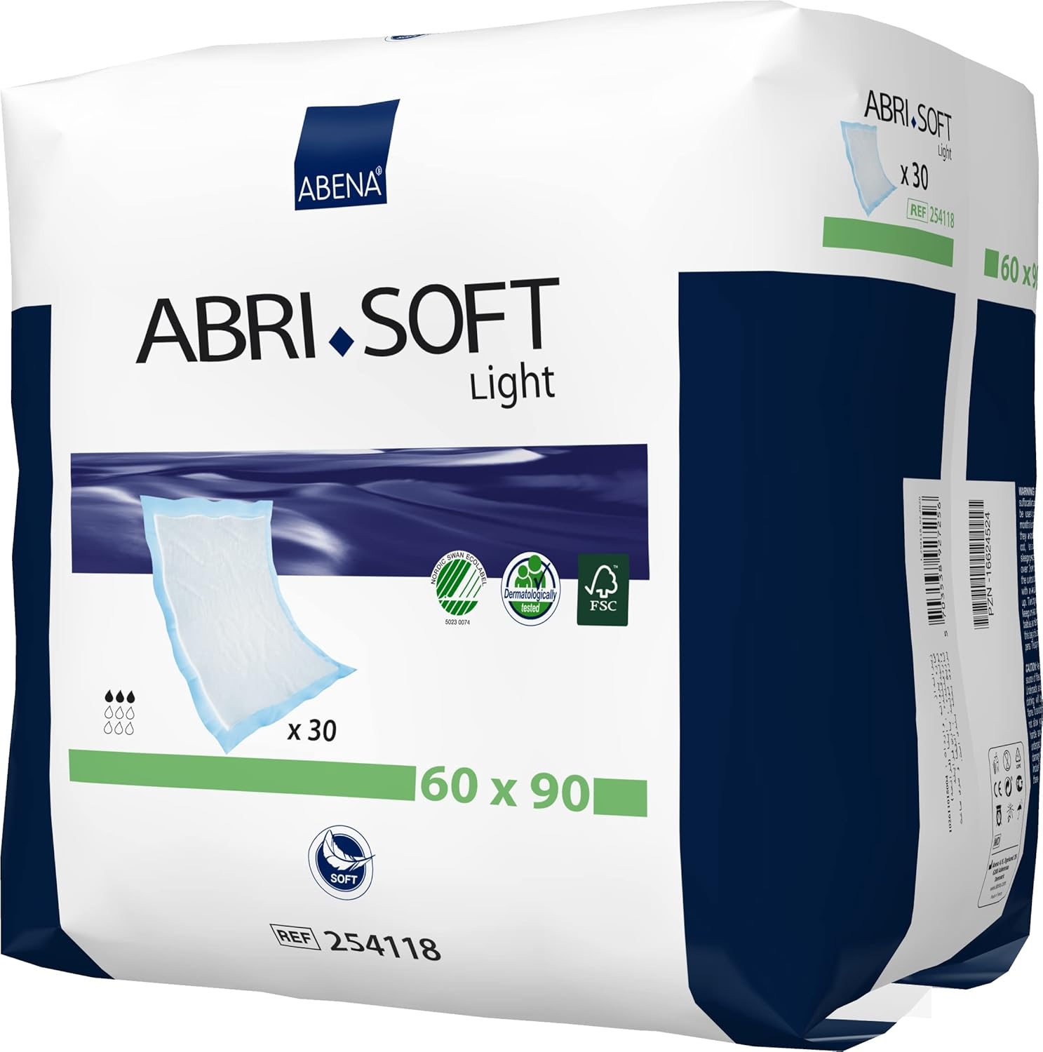 ABENA Abri-Soft Light Disposable Incontinence Pads, Eco-Labelled Incontinence Bed Pads, Leak Protection, Soft & Secure Bed Protectors For Incontinence - 60x90cm, 1250ml Absorbency, 30PK : Amazon.co.uk: Health & Personal Care