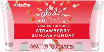 Glade Candle Jar, Air Freshener, Strawberry Sundae Funday, 3.4 Oz, 2 Count