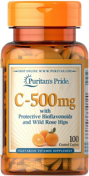 Puritan'S Pride Vitamin C-500 Mg With Bioflavonoids & Rose Hips Taplets, 100 Count