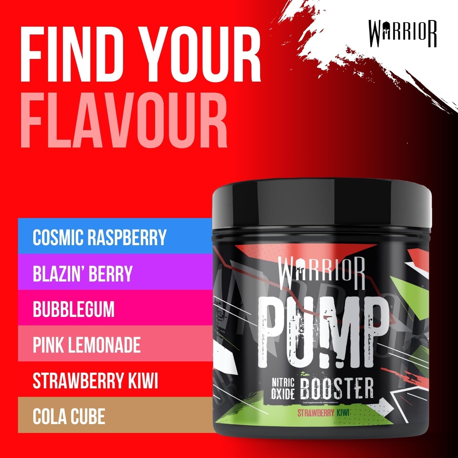 Warrior Pump Non Stim Pre-Workout Powder 225g – Nitric Oxide Supplement – Contains Citrulline Malate, Cyclic Dextrin for Energy, Focus, and Performance – 30 Servings (Strawberry Kiwi) : Amazon.co.uk: Health & Personal Care