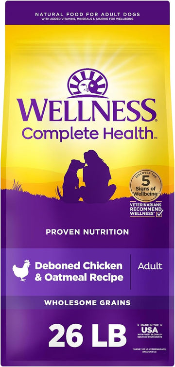 Wellness Complete Health Adult Dry Dog Food, Deboned Chicken & Oatmeal Recipe, 26 Pound Bag