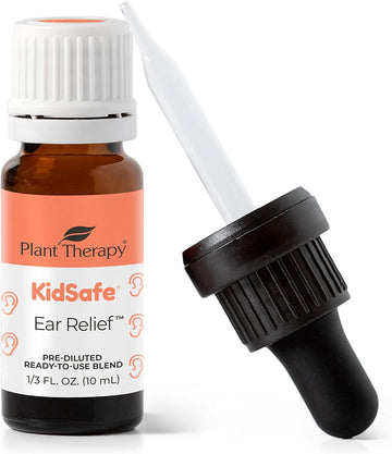 Plant Therapy Kidsafe Ear Relief Essential Oil Ear Drops Blend Pre-Diluted 10 Ml (1/3 Oz) 100% Pure, Children Ear Oil Drops, Natural Eardrops, For Kids And Adults, Therapeutic Grade