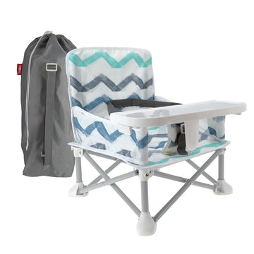 Nuby Pop-Up Booster Seat With Removable Tray - 6+ Months - Portable Booster Seat For Floor Indoor/Outdoor Use - 3-Point Safety Adjustable Straps - Summer Travel Essentials - Black And White