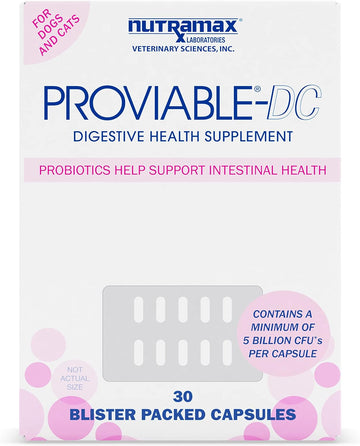 Proviable Digestive Health Supplement Multi-Strain Probiotics and Prebiotics for Cats and Dogs - With 7 Strains of Bacteria, 30 Capsules