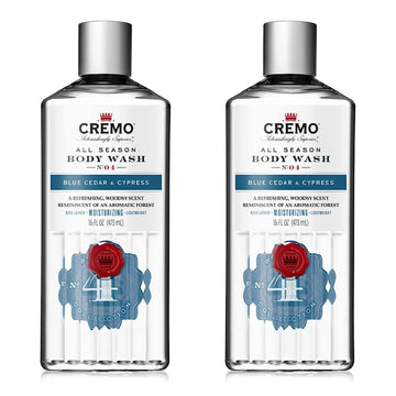 Cremo Rich-Lathering Blue Cedar & Cypress Body Wash, A Woodsy Scent with Notes of Lemon Peel, Cypress and Cedar, 16 Fl Oz (2-Pack)