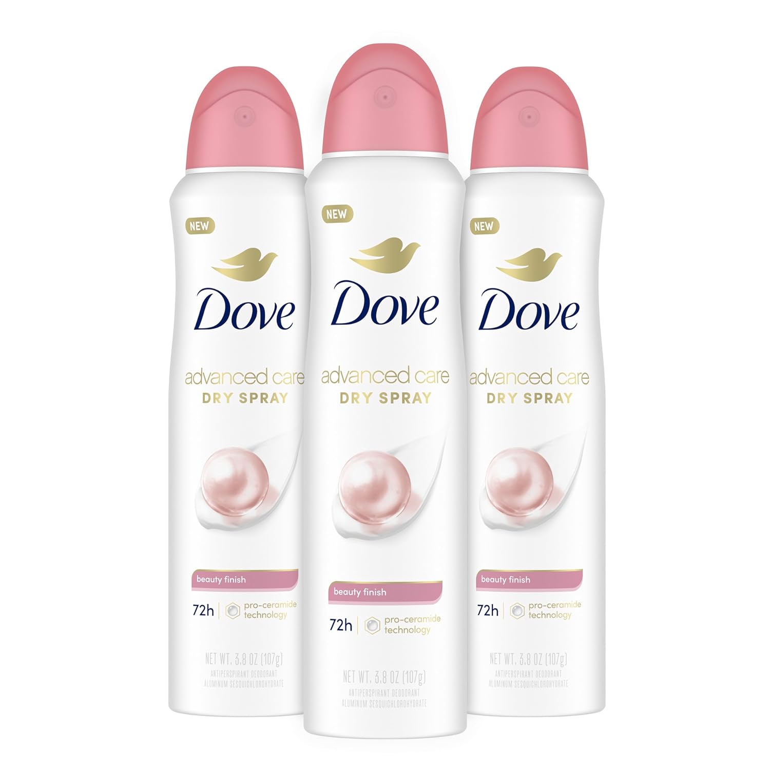 Dove Advanced Care Antiperspirant Deodorant Spray Beauty Finish 3 Count To Help Skin Barrier Repair After Shaving By Boosting Skin'S Ceramide Levels 72-Hour For Soft Underarms 3.8 Oz