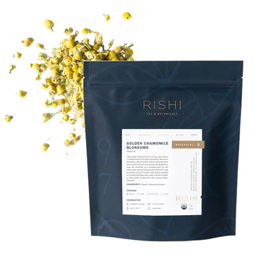 Rishi Tea Golden Chamomile Blossoms Herbal Tea - Organic, Caffeine Free Loose Leaf Tea, Sleep Friendly & Calming Pure Botanical Infusion - 8.81 Ounces, 62+ Servings