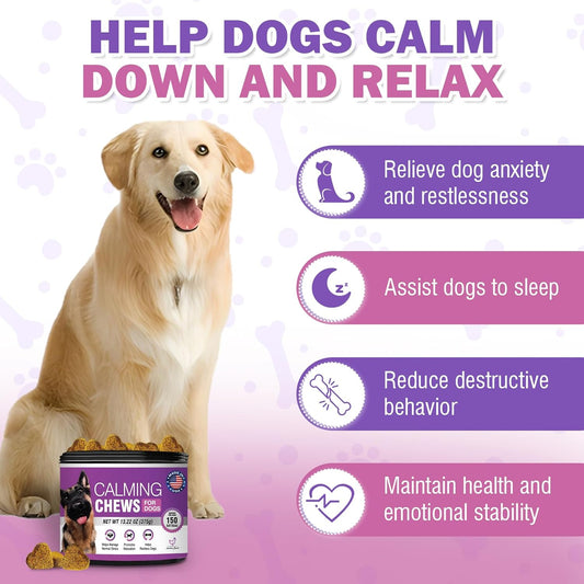 Hemp Calming Chews For Dogs 150Pcs Dog Calming Treats And Bites With Hemp Oil - Anxiety And Stress Relief For Dogs Puppy Melatonin Sleep Aid Calm Dog, Noise, Thunder, Barking, Separation, Chewing