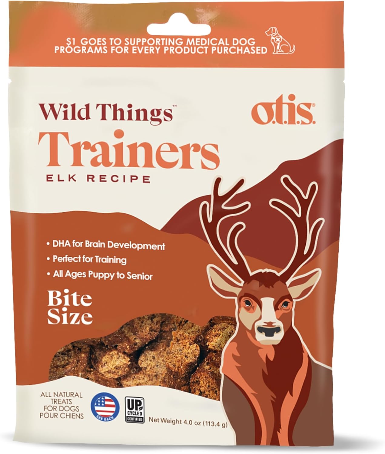 Otis Trainers Elk Recipe - 4 Oz Natural Dog Training Treats - Treats, Made In The Usa - Bite-Size Training Treats With Ashwagandha, L-Theanine, And Dha For Cognitive Development - All Ages