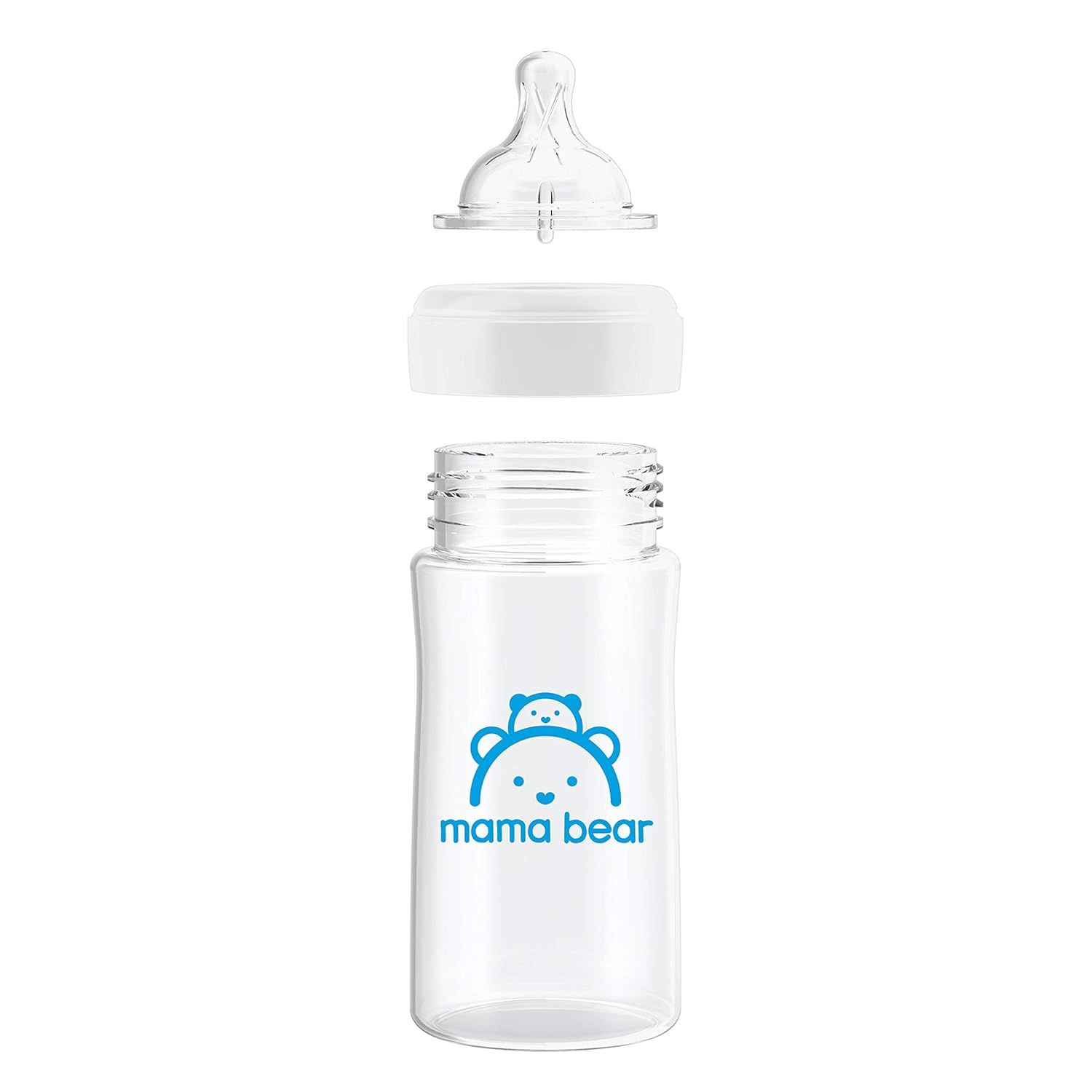 Mama Bear Infant Feeding Wide-Neck Baby Bottle with Slow Flow Nipple, BPA Free, 9 oz, Pack of 3, Transparent : Baby