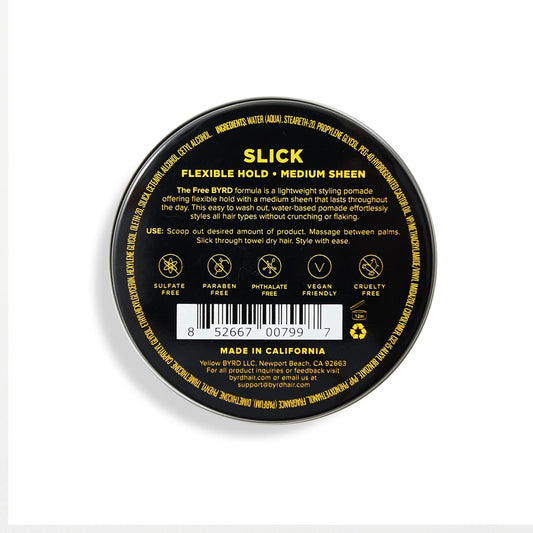 Byrd Slick Pomade - Flexible Hold, Medium Sheen, For All Hair Types, Mineral Oil-Free, Paraben & Phthalate Free, Sulfate & Cruelty-Free, 3.35 Oz