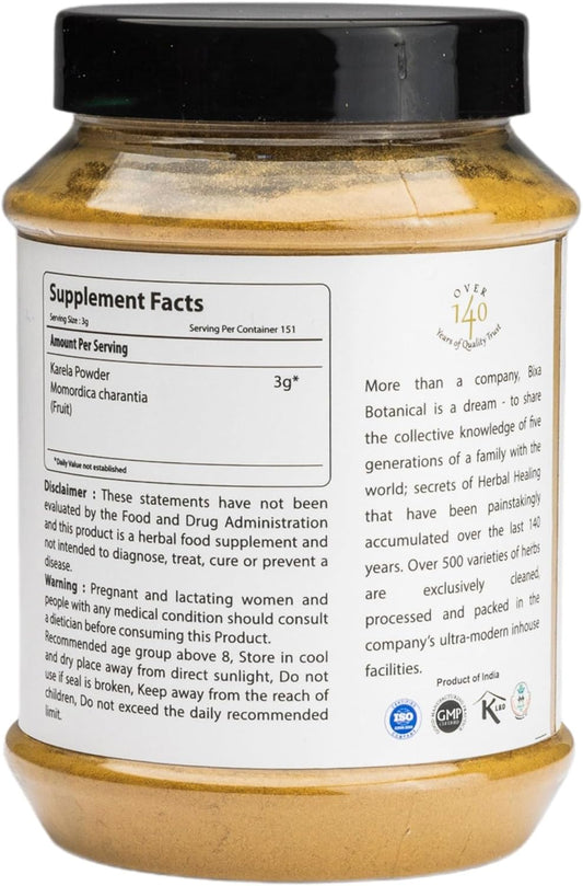 bixa Botanical Bitter Melon Powder | Ayurvedic herb Helps Improve Liver Function | Herbal Supplement for Skin and Stomach -1 Pound (16 Oz/ 454 GRM)