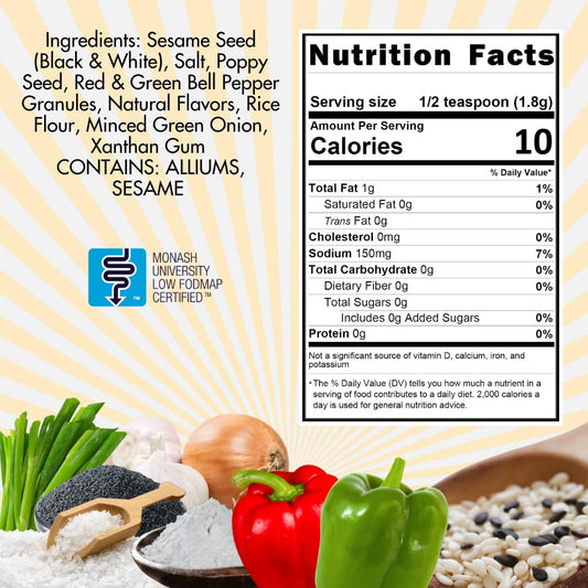 Smoke N Sanity Sns Everything Bagel Seasoning - Monash Certified Low Fodmap - Gluten-Free - Certified Kosher - Dairy-Free - Low Fodmap Food - Vegetarian (3.5 Oz Shaker)