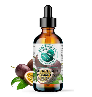 Bella Terra Oils - Maracuja Seed Oil 4 oz - Celebrate the Richness of Passion Fruit, Packed with Vitamin A & Essential Fatty Acids, Unveiling Supple Skin