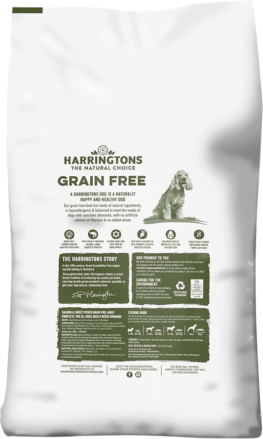 Harringtons Complete Grain Free Hypoallergenic Salmon & Sweet Potato Dry Dog Food 18kg - Made with All Natural Ingredients?GFHYPS-18