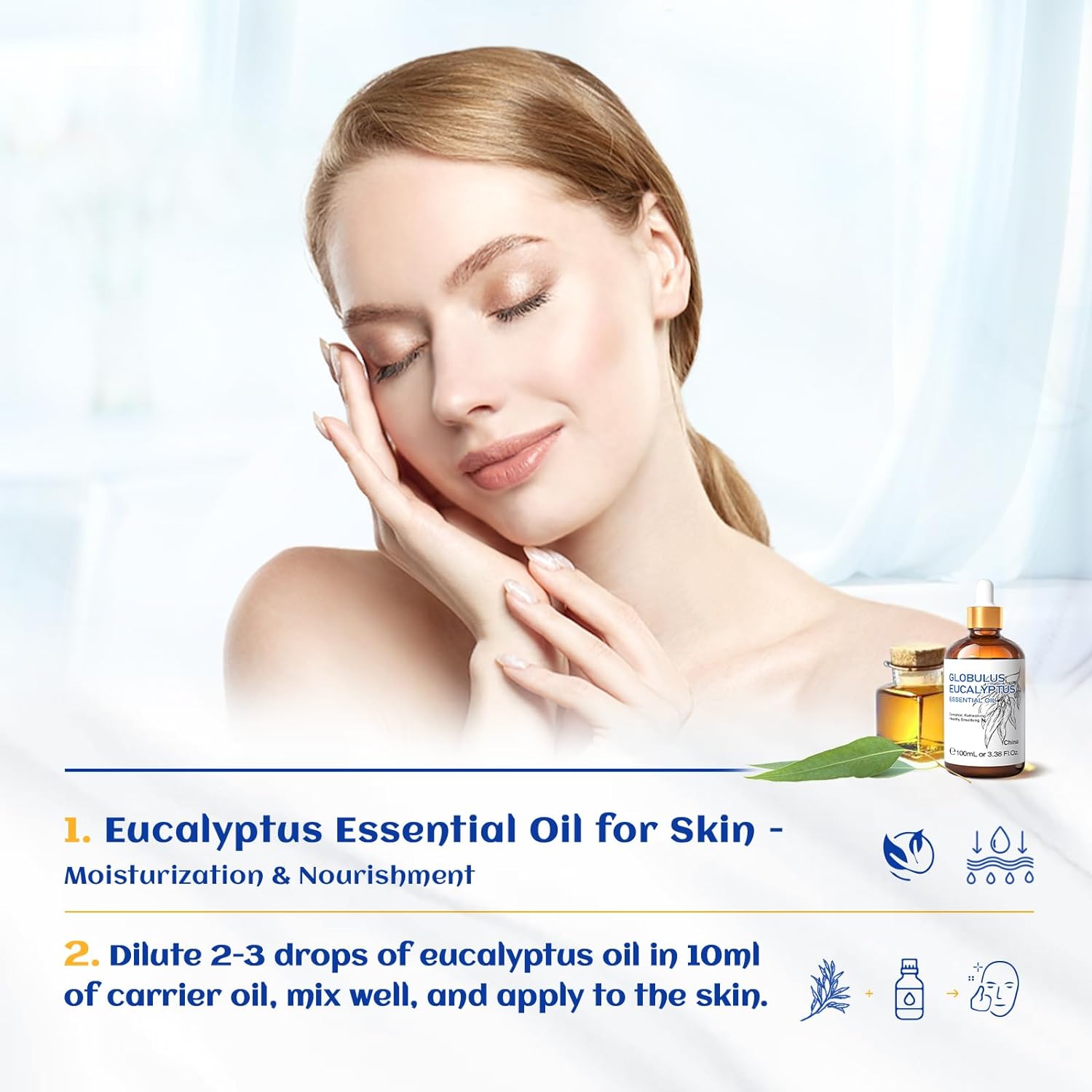 HIQILI Eucalyptus Essential Oil (100ML), 100% Pure Natural Eucalyptus Oil for Diffuser, Humidifier, Aromatherapy - 3.38 Fl Oz : Health & Household