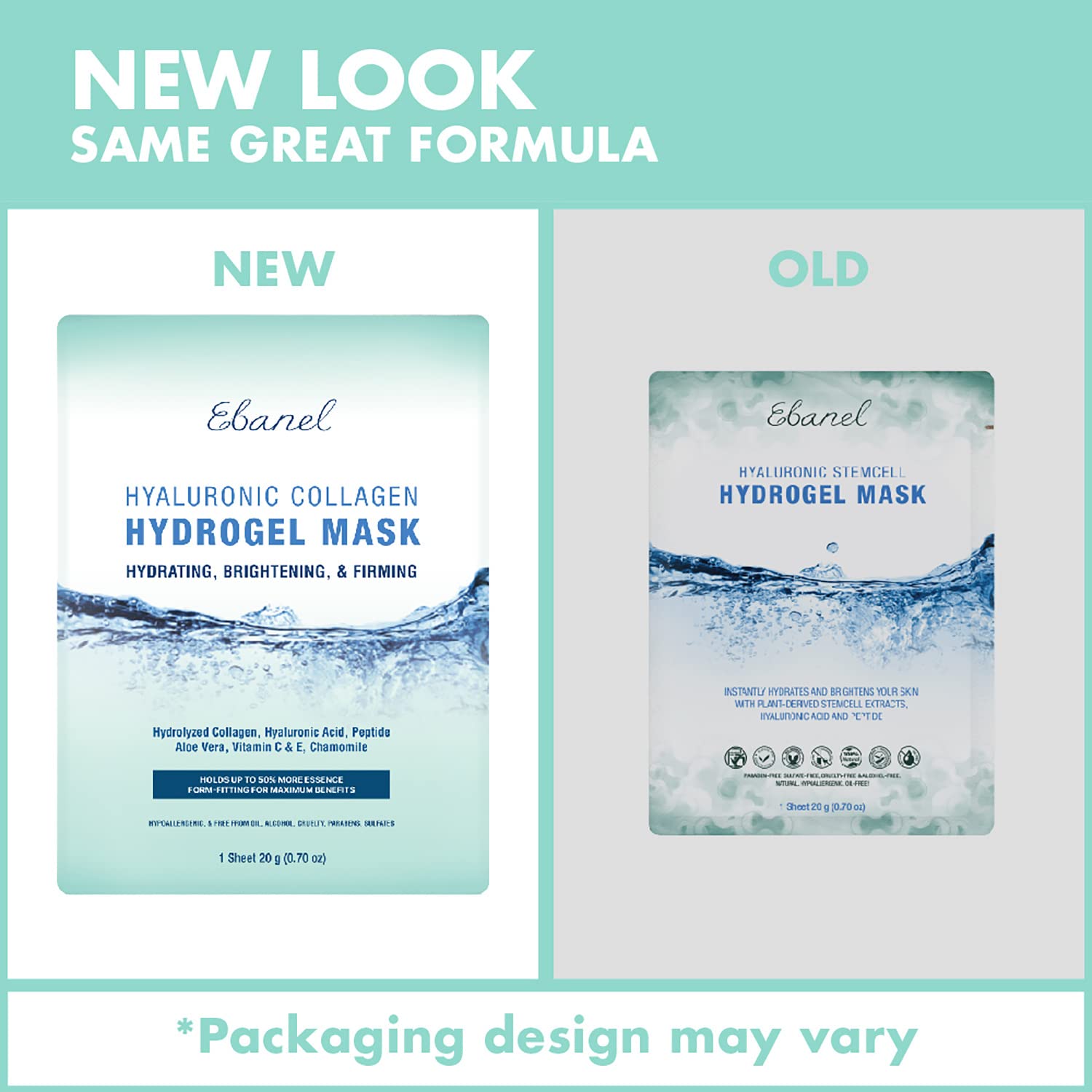Ebanel 5-Pack Hydrogel Collagen Mask for Face, Instant Brightening Hydrating Face Mask Sheet Mask for Firming, Lifting Anti Aging Anti Wrinkle with Hyaluronic Acid, Peptide, Aloe Vera, Vitamin C & E : Beauty & Personal Care