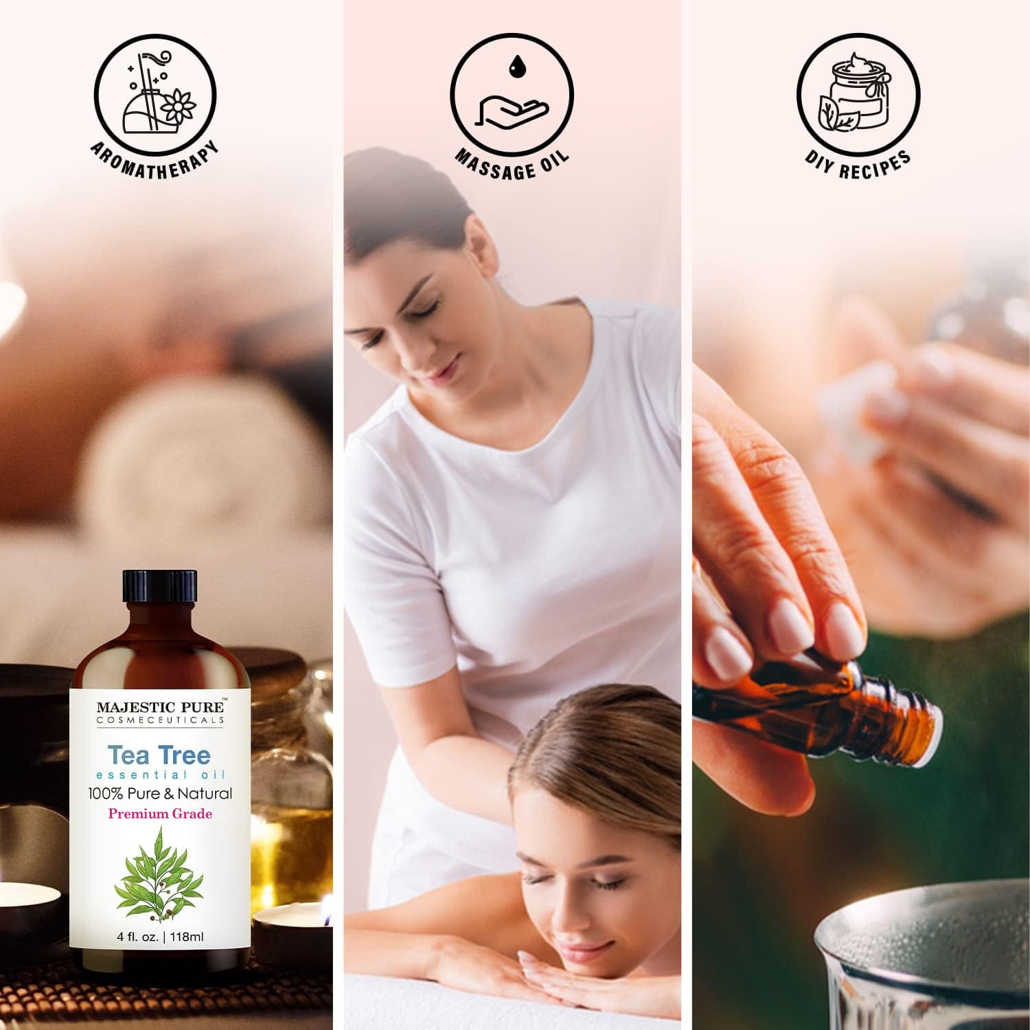 MAJESTIC PURE Tea Tree Essential Oil, Premium Grade, Pure and Natural Premium Quality Oil, 4 fl oz : Health & Household