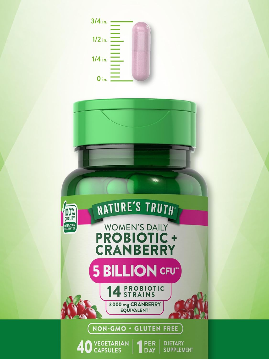 Nature's Truth Probiotics for Women | 5 Billion CFUs Daily | 40 Vegetarian Capsules | with Cranberry | Non-GMO & Gluten Free | No Refrigeration Needed : Health & Household