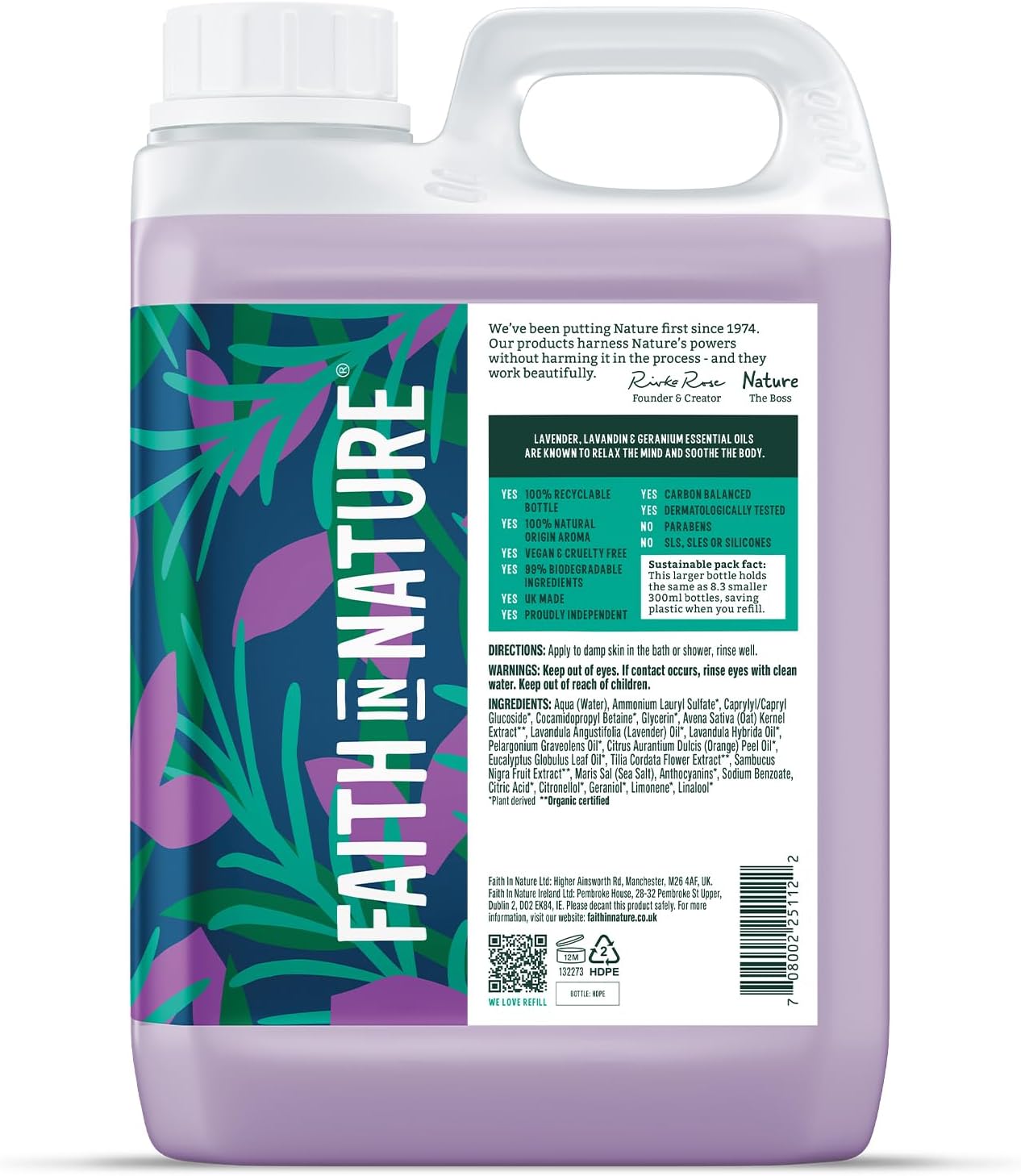 Faith In Nature Natural Lavender & Geranium Body Wash, Relaxing Shower Gel, Vegan & Cruelty Free, No SLS or Parabens, 2.5L Refill : Amazon.co.uk: Beauty