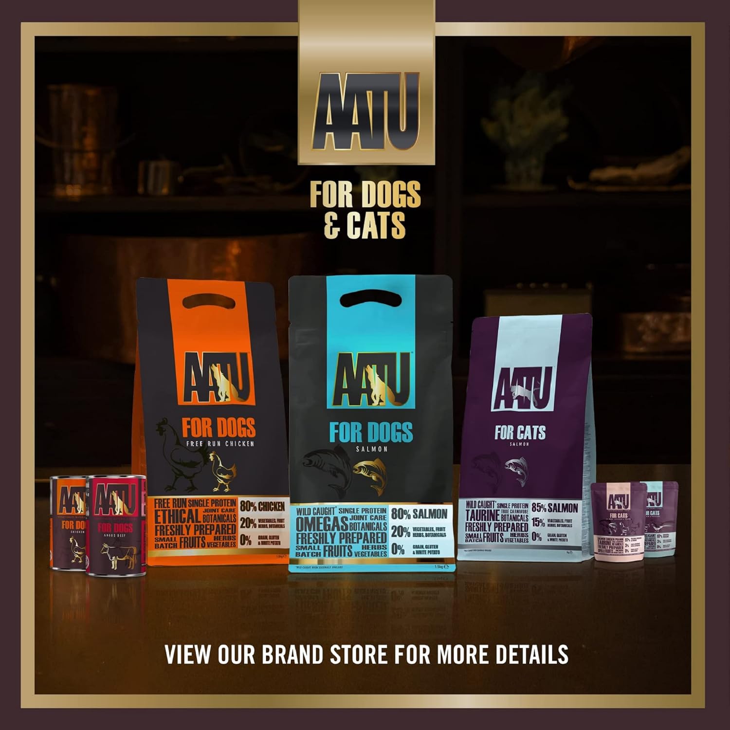 AATU Adult Dog Food Wet Tins - Variety Pack (6x400g) - Grain Free Recipe with No Artificial Ingredients - Good for Low Maintenance Feeding :Pet Supplies