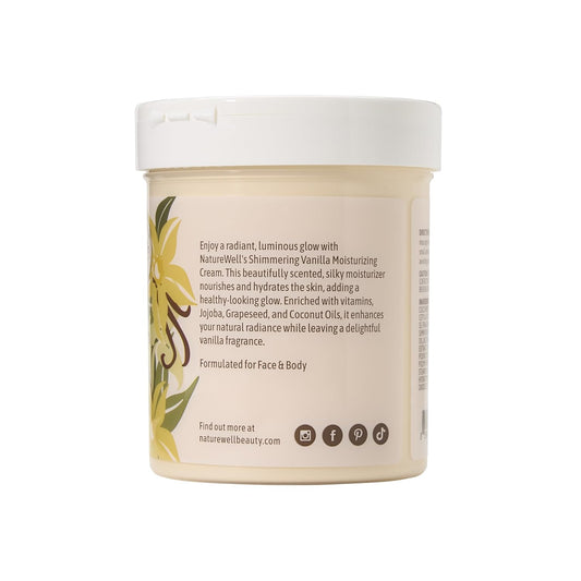 Nature Well Shimmering Vanilla Hydrate & Glow Moisturizing Cream For Face & Body, Intensely Nourishing & Softening, Delivers A Sparkling Radiance & Illuminating Hydration, Warm Vanilla Scent, 16 Oz