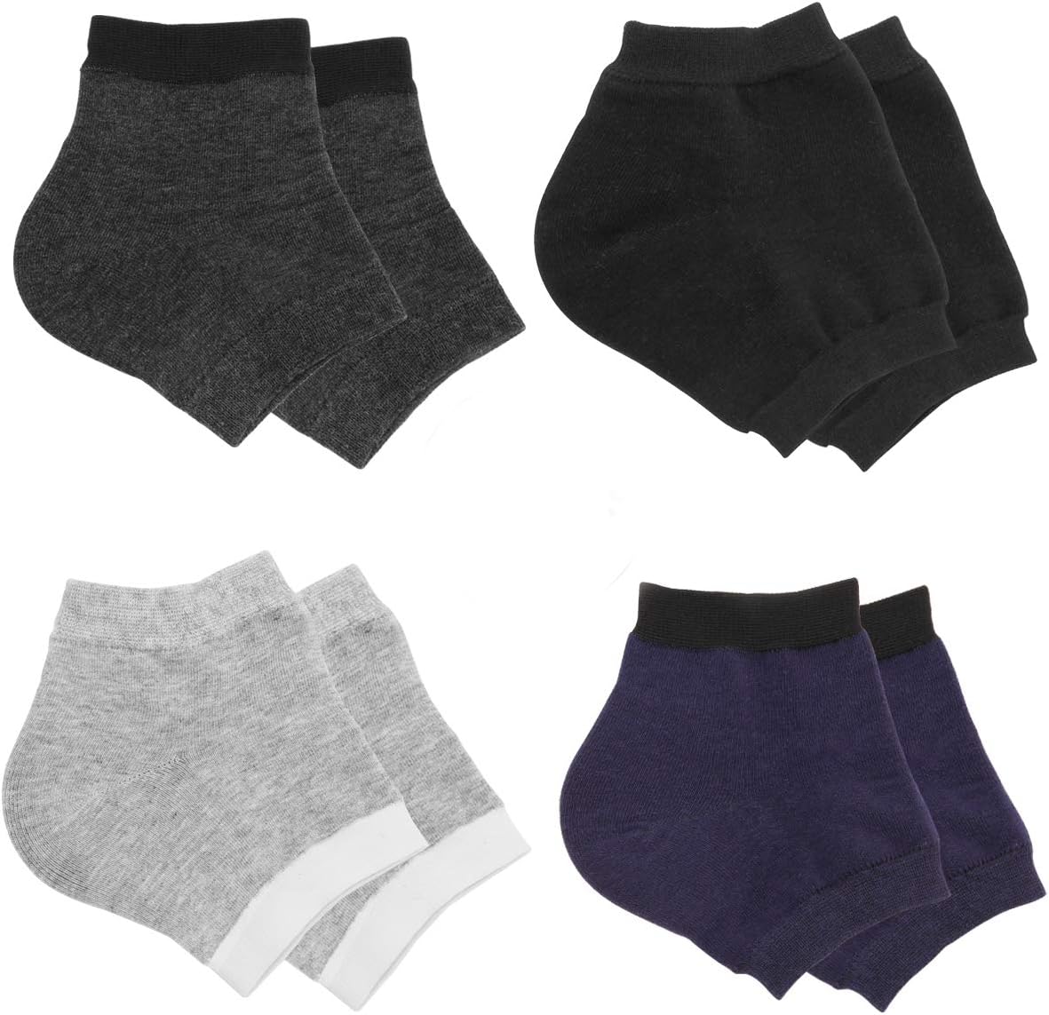 4 Pairs Heel Moisturizing Socks, Spa Lotion Gel Socks for Dry Cracked Heels, Open Toe Socks for Men and Women for Heal, Treat Dry While You Sleeping