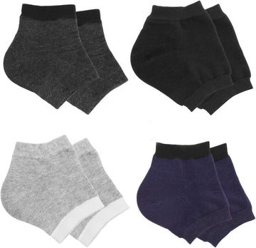 4 Pairs Heel Moisturizing Socks, Spa Lotion Gel Socks for Dry Cracked Heels, Open Toe Socks for Men and Women for Heal, Treat Dry While You Sleeping