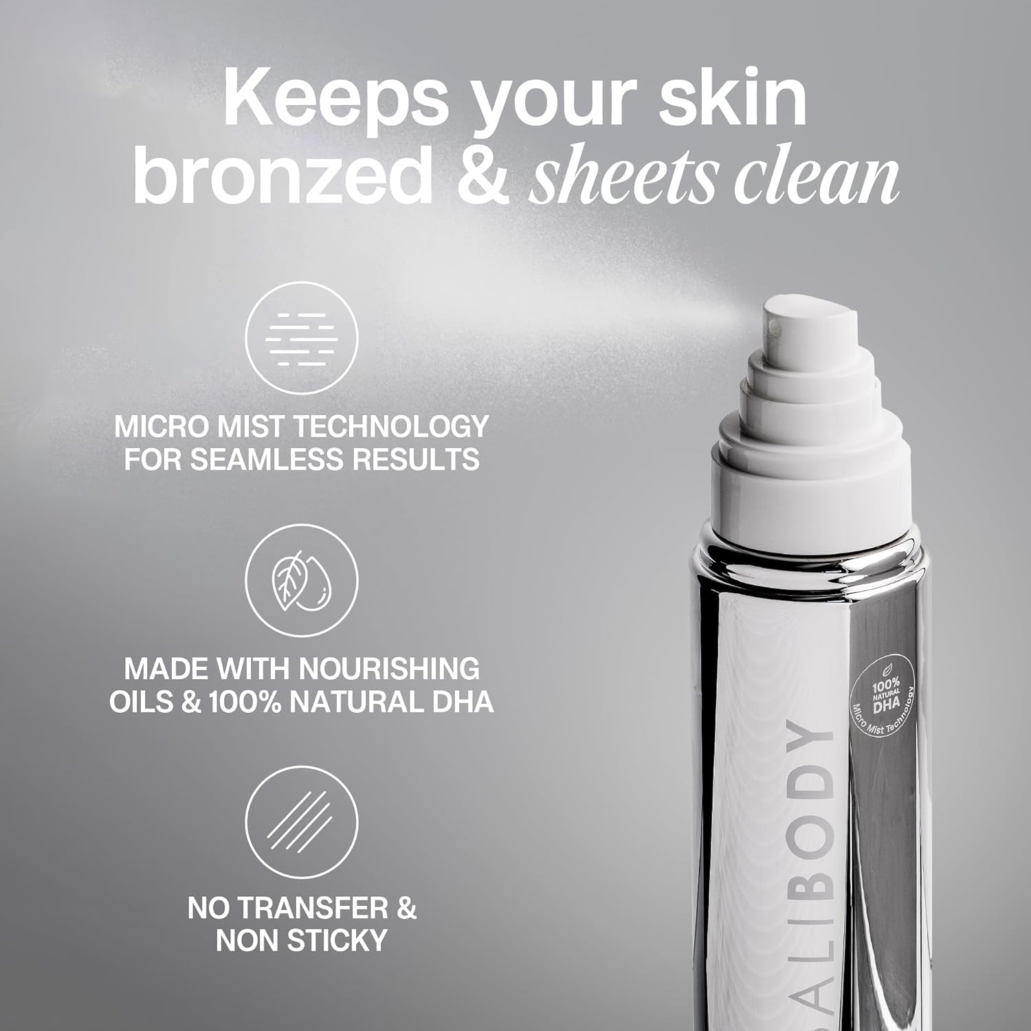 Bali Body Self Tan Body Mist | Vegan, No Transfer, Non-Sticky Formula | 100% Natural DHA, Dye-Free | 360º Micro Mist for Seamless Application | Dark, True to Tone Tan in 4-6 Hours (200 ml/6.76 fl oz) : Amazon.co.uk: Beauty