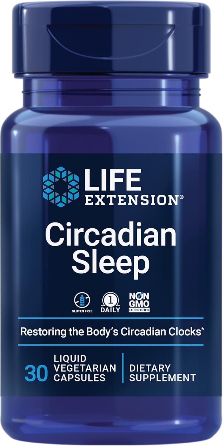 Life Extension Circadian Sleep, Nobiletin Citrus Extract, Sleep Support, Sleep Health, Restore Your Body'S Sleep-Wake Cycle, 1.5 Mg Melatonin, Gluten Free, Non-Gmo, Vegetarian, 30 Liquid Capsules