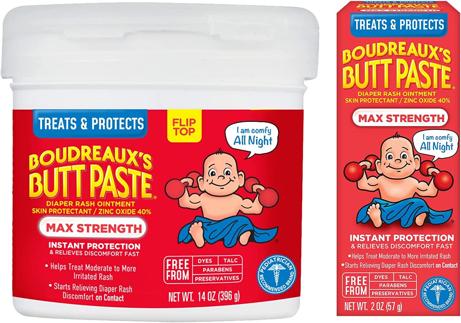 Boudreaux'S Butt Paste Maximum Strength Diaper Rash Cream, Ointment For Baby, 14 Oz Flip-Top Jar