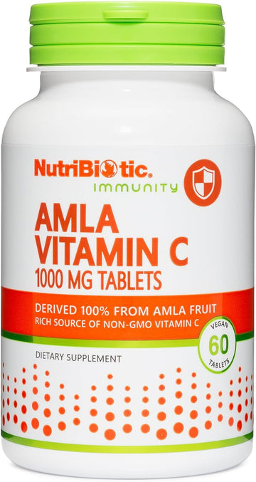 NutriBiotic - Amla Vitamin C, 60 Tabs - Rich Source of Non-GMO, Natural Vitamin C for Antioxidant & Collagen Support - 100% from Indian Gooseberry - Vegan & Gluten Free