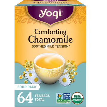 Yogi Tea Comforting Chamomile Tea - 16 Tea Bags Per Pack (4 Packs) - Organic Chamomile Tea Bags - Supports A Good Night'S Sleep & Occasional Stomach Discomfort - Made From Organic Chamomile Flower