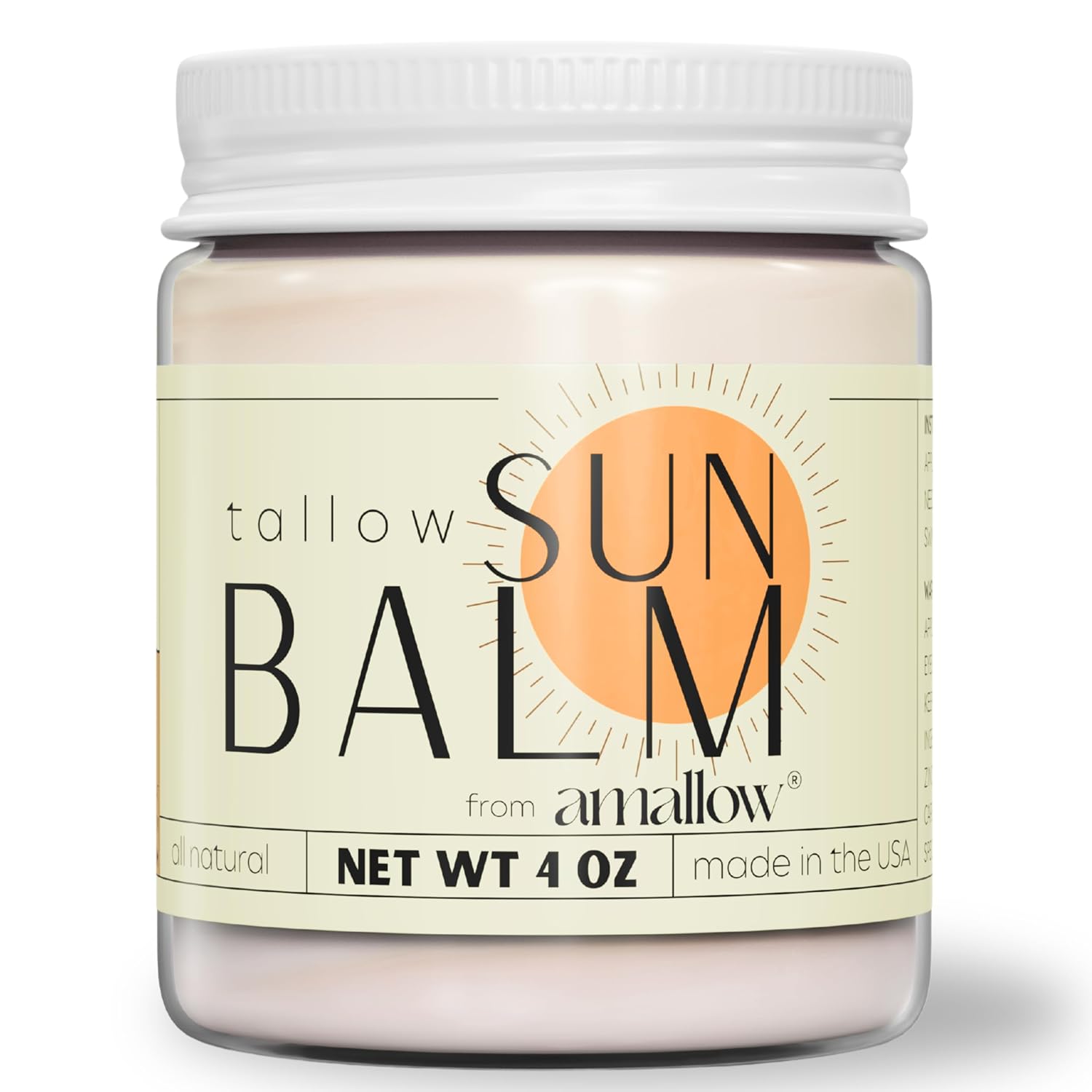 Tallow Sun Balm With Zinc Oxide – Tinted Mineral Sun Balm With Cocoa Powder – Natural, Non-Nano Zinc Oxide, Organic Oils – No White Cast – Handcrafted In The Usa – 4 Oz