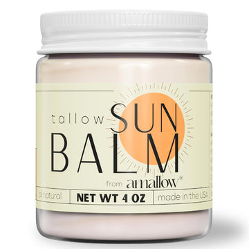 Tallow Sun Balm With Zinc Oxide – Tinted Mineral Sun Balm With Cocoa Powder – Natural, Non-Nano Zinc Oxide, Organic Oils – No White Cast – Handcrafted In The Usa – 4 Oz