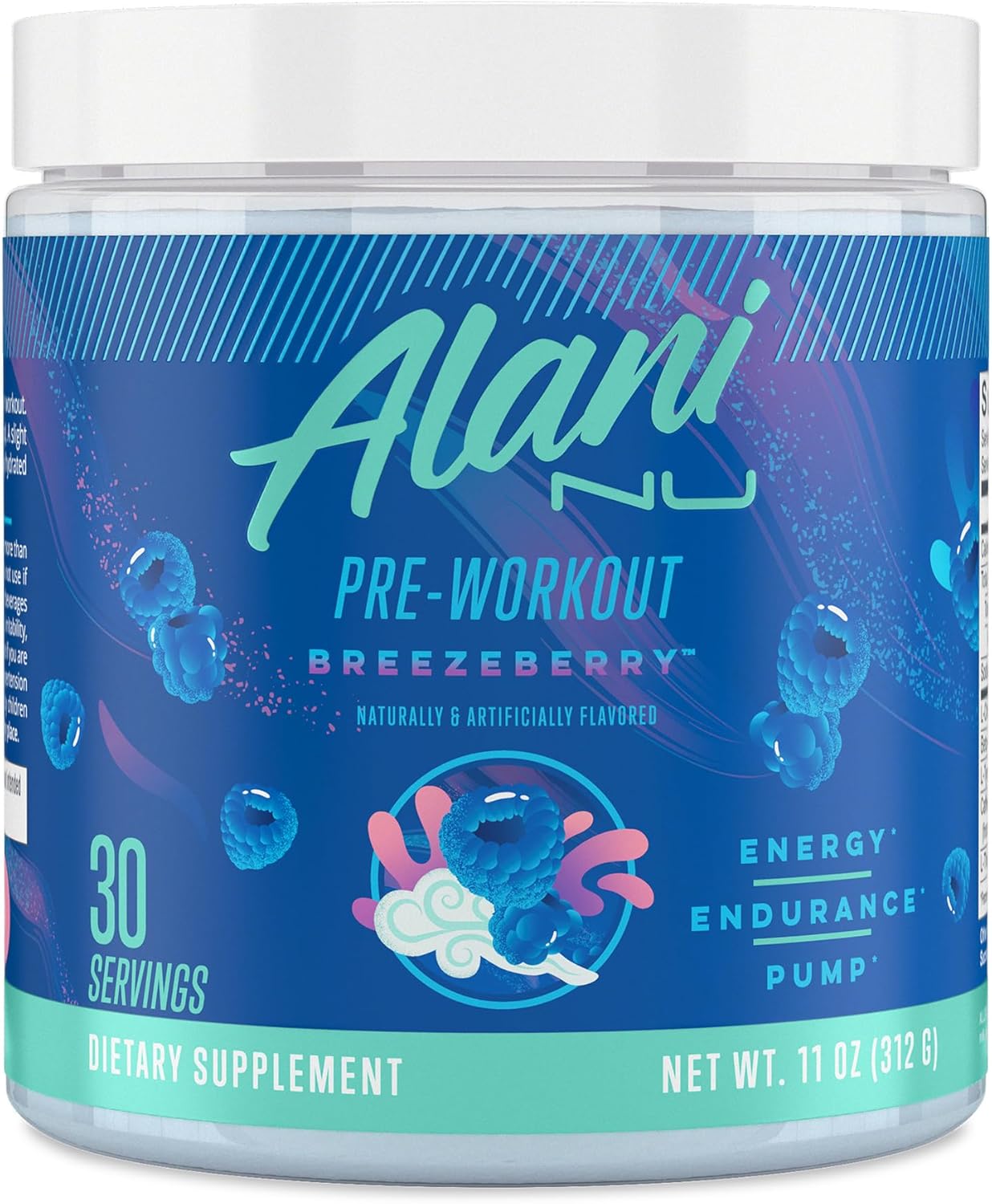 Alani Nu Pre Workout Powder | Amino Energy Boost | Endurance Supplement | Sugar Free | 200Mg Caffeine | L-Theanine, Beta-Alanine, Citrulline | 30 Servings (Breezeberry)