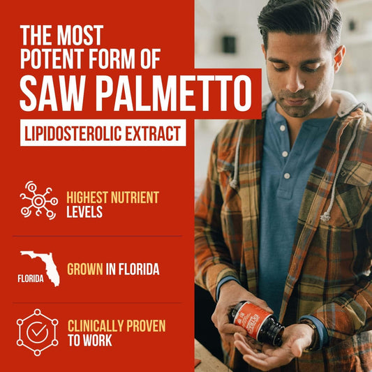 Saw Palmetto Extract ? 10X Potency, Pharmaceutical Grade Strength - Plus Pumpkin Seed Oil - Supports Prostate Health, Relieves Urination Issues, Supports Hair Growth, DHT Blocker ? 60 Softgels