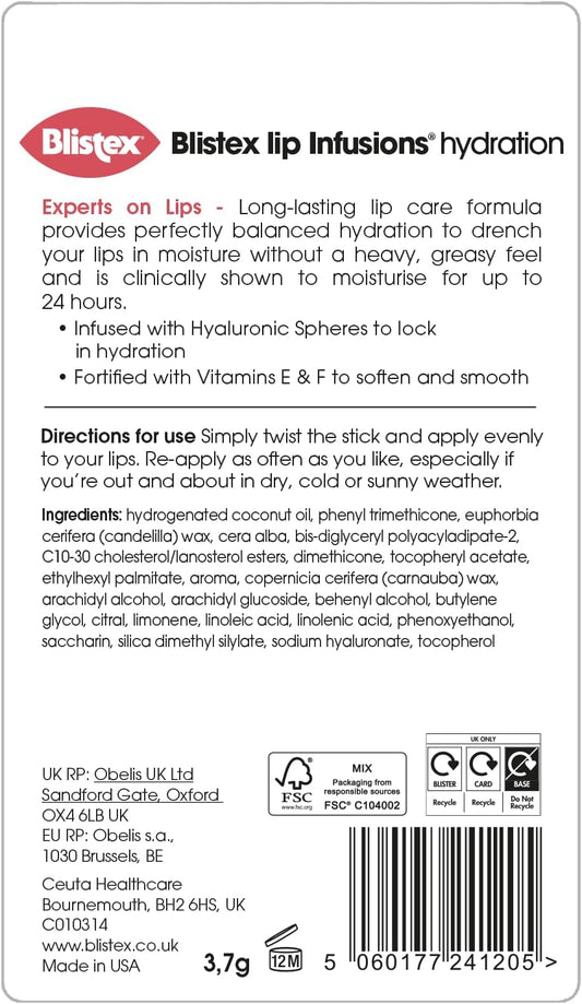 Blistex Lip Infusions Soothing Lip Balm, With Cucumber And Calendula, Multipack Of 12