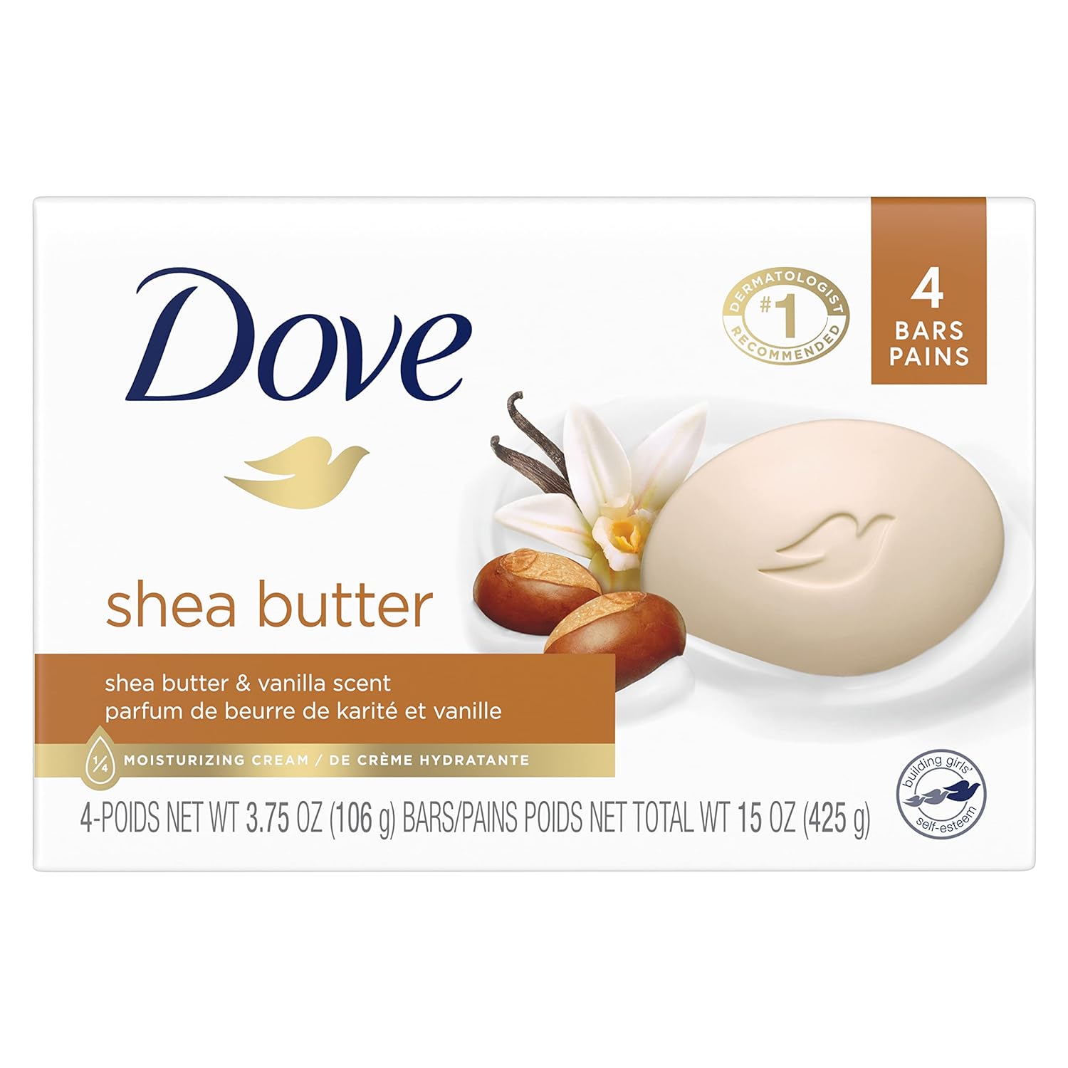 Dove Beauty Bar Gentle Skin Cleanser Shea Butter 4 Bars Moisturizing For Gentle Soft Skin Care More Moisturizing Than Bar Soap 3.75 Oz